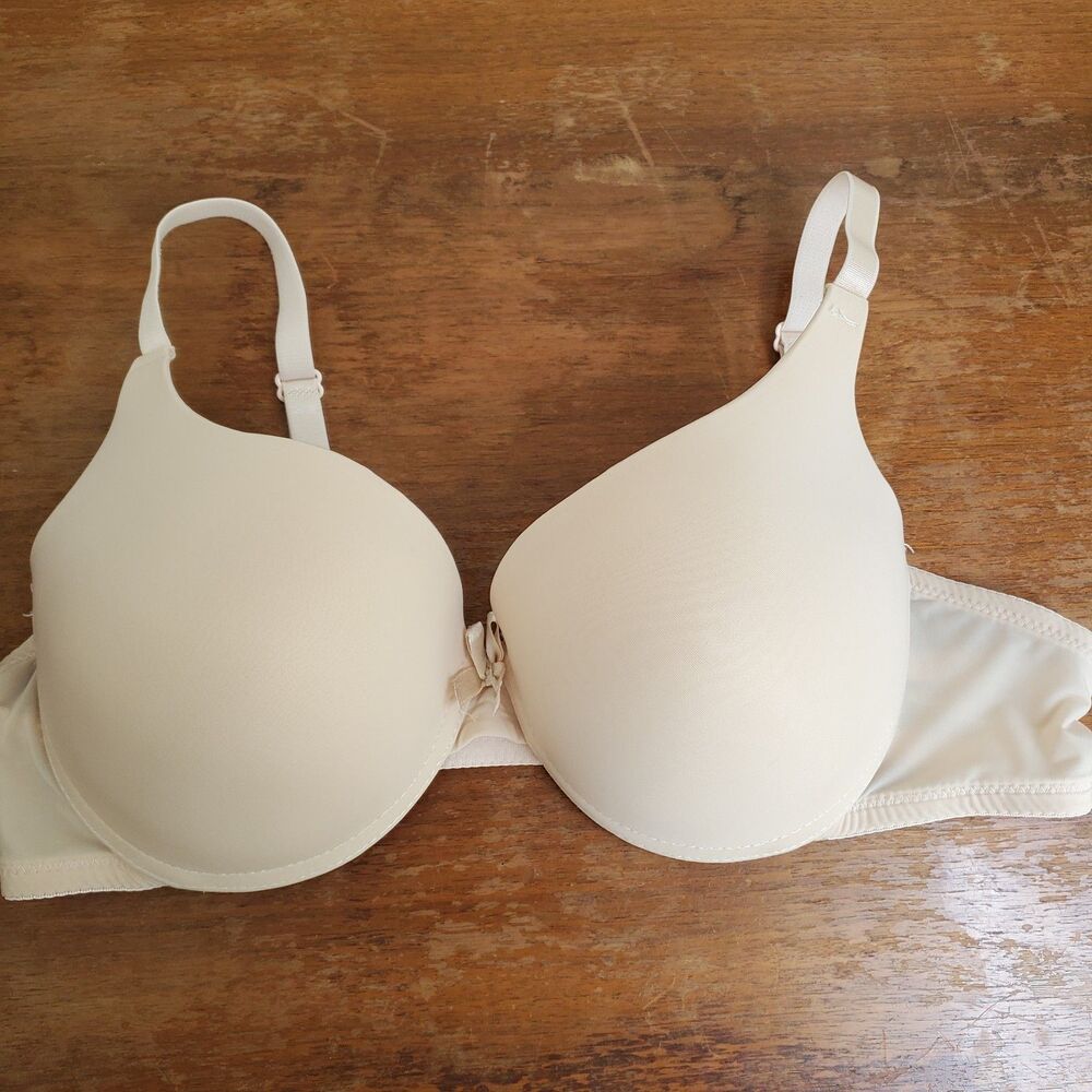 Gelmart Push-up Bra 38B Beige T Shirt Padded Underwire Back Hook Molded Cups Bow